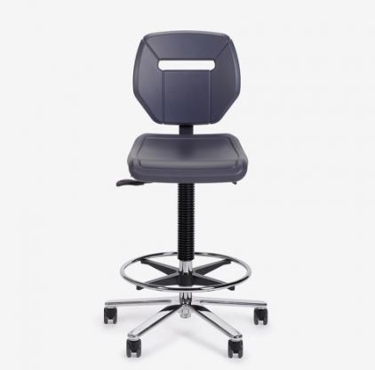 Medisit Laboris 123.3 werkstoel met PU zitting en rug, voetenring kruispoot, 5-wielen, p/st